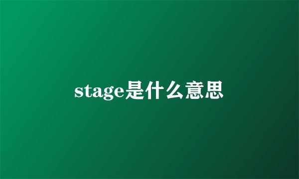 stage是什么意思