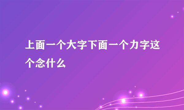 上面一个大字下面一个力字这个念什么