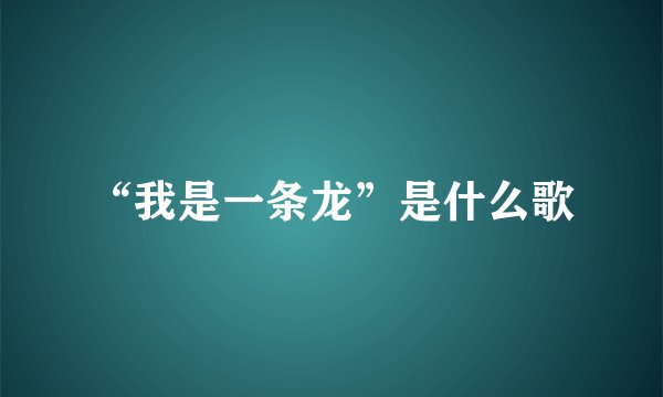 “我是一条龙”是什么歌