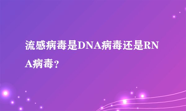 流感病毒是DNA病毒还是RNA病毒?