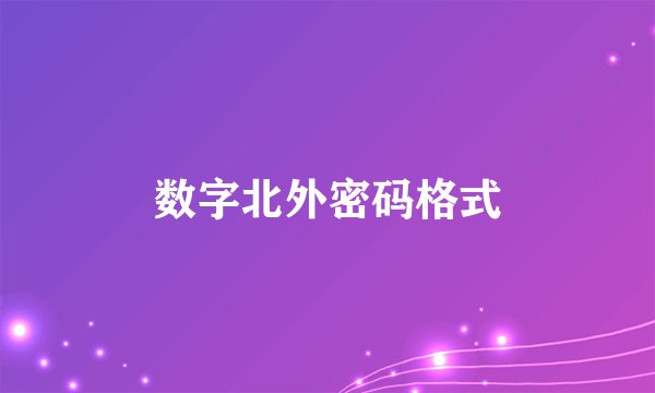 数字北外密码格式