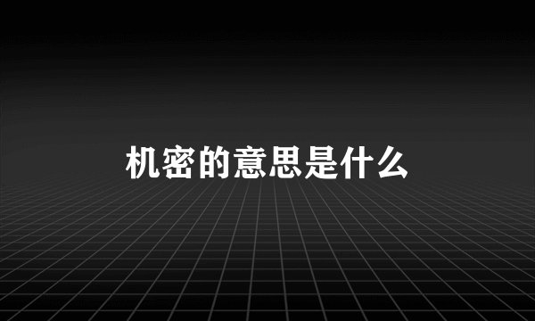 机密的意思是什么