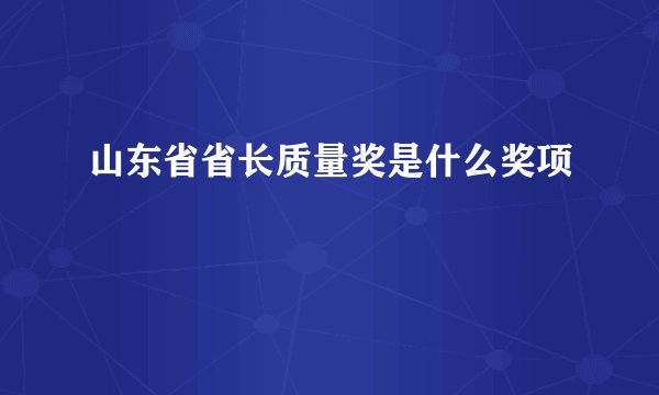 山东省省长质量奖是什么奖项