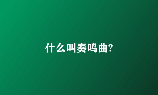 什么叫奏鸣曲?