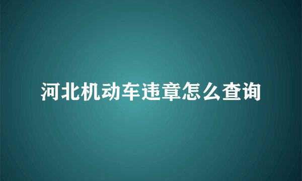 河北机动车违章怎么查询