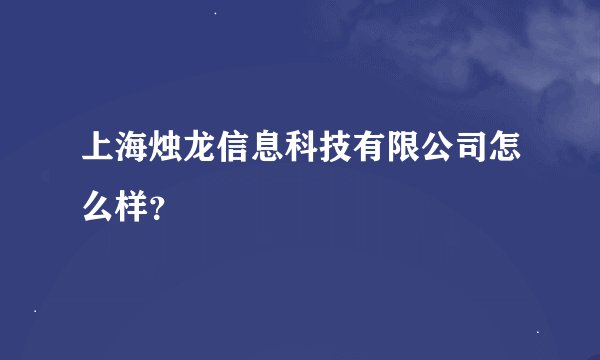 上海烛龙信息科技有限公司怎么样？