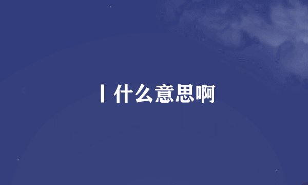 丨什么意思啊