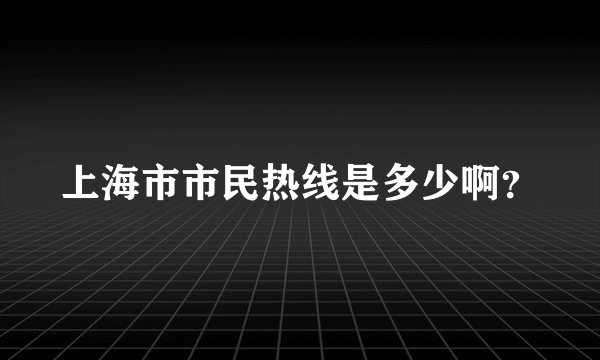 上海市市民热线是多少啊？