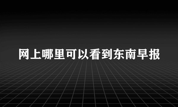 网上哪里可以看到东南早报