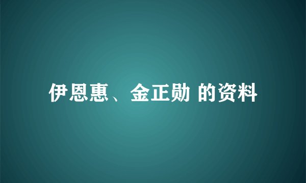 伊恩惠、金正勋 的资料