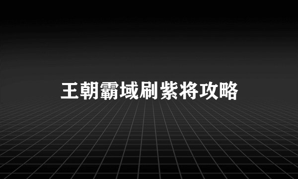 王朝霸域刷紫将攻略