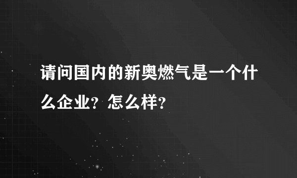 请问国内的新奥燃气是一个什么企业？怎么样？