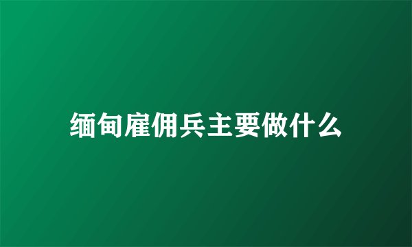 缅甸雇佣兵主要做什么