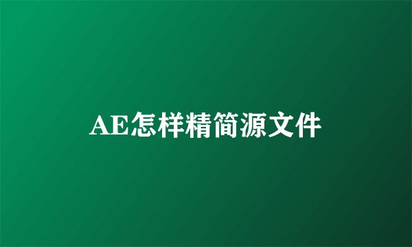 AE怎样精简源文件