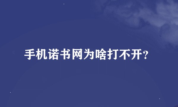 手机诺书网为啥打不开？
