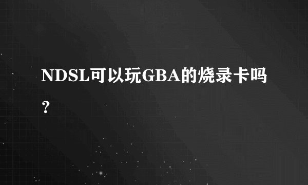 NDSL可以玩GBA的烧录卡吗？