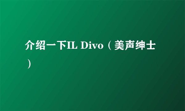 介绍一下IL Divo(美声绅士)
