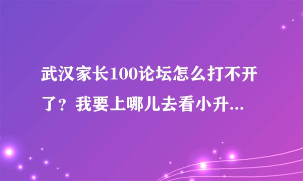 武汉家长100论坛怎么打不开了？我要上哪儿去看小升初信息啊？