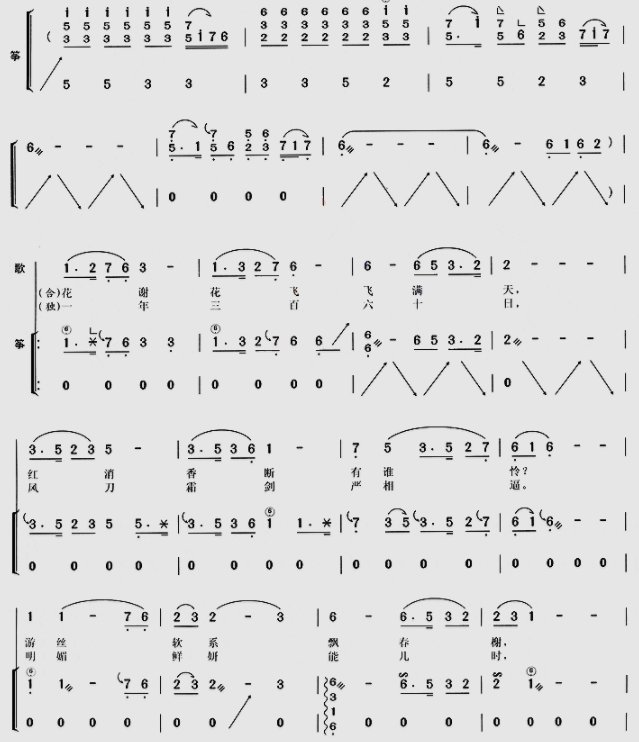 急求付娜版的《葬花吟》古筝曲谱！！