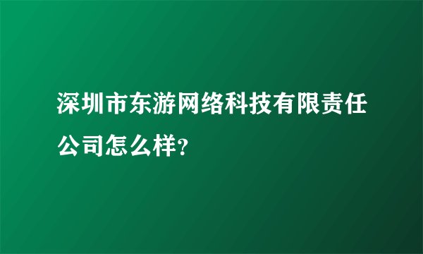 深圳市东游网络科技有限责任公司怎么样？