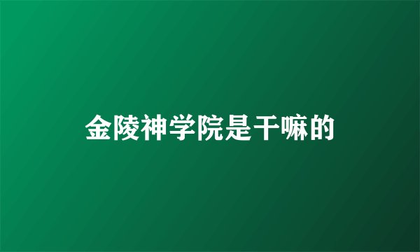 金陵神学院是干嘛的
