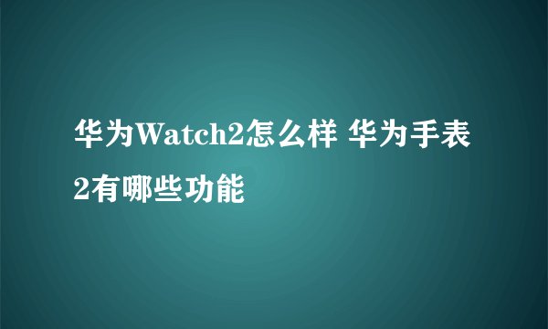 华为Watch2怎么样 华为手表2有哪些功能