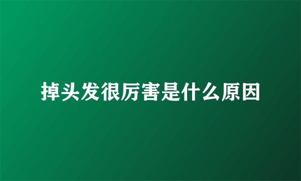掉头发很厉害是什么原因