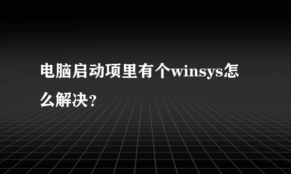 电脑启动项里有个winsys怎么解决?