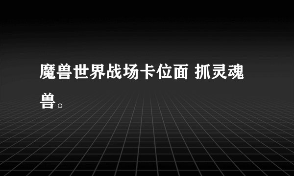 魔兽世界战场卡位面 抓灵魂兽。